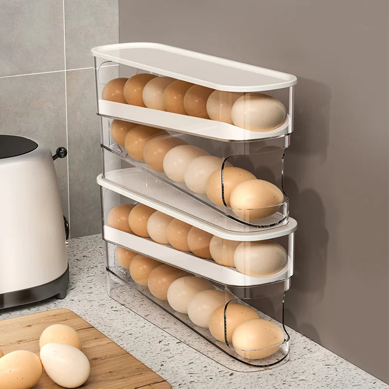 Automatic Scrolling Refrigerator Egg Storage Box - Large Capacity