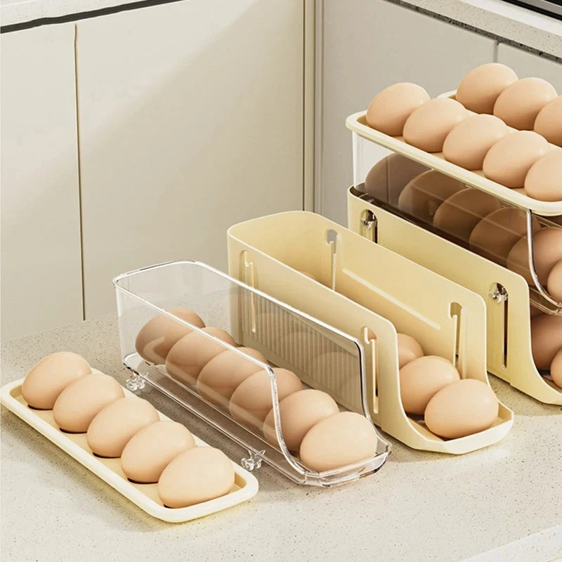 Automatic Scrolling Refrigerator Egg Storage Box - Large Capacity