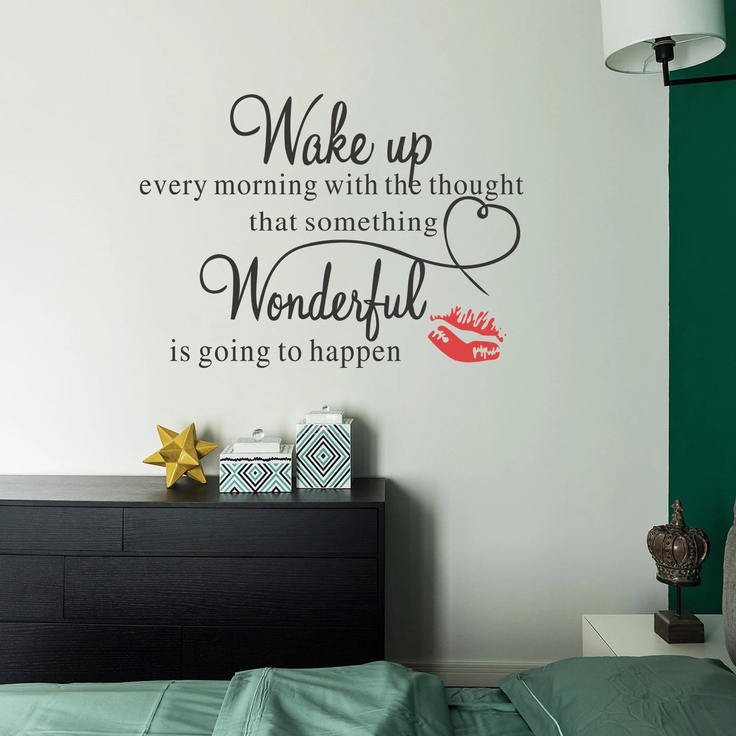 Exquisite European And American Proverbs Wake Up Wonderfully Static Pvc Waterproof Wall Sticker Living Room Bedroom Plan Decor